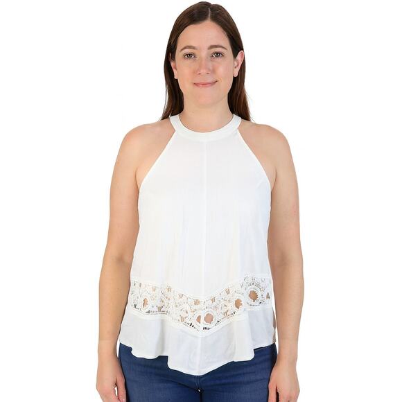 ASTR Women's Sleeveless Blouse with Crochet Embroidered Detail -Size Medium - Picture 1 of 7